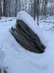 snow covered rock